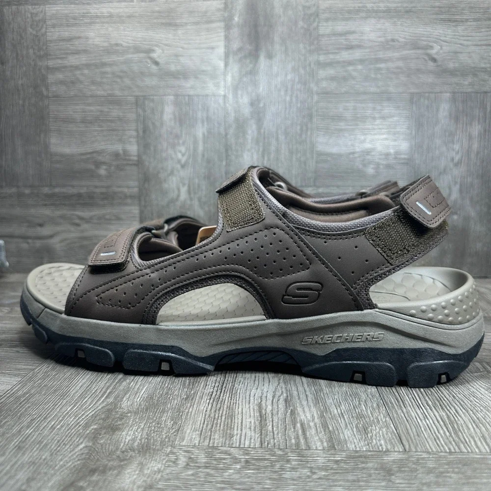 Skechers Tresmen Garo Mens 13 Chocolate Brown Relaxed Fit Luxe Foam Outdoor NEW